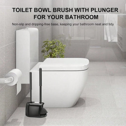 SetSail Toilet Brush And Plunger Set, Semi-Hidden Toilet Plungers Heavy Duty Toilet Bowl Brush And Holder For Bathroom Toilet Plunger And Brush Set For Deeply Cleaning- Black
