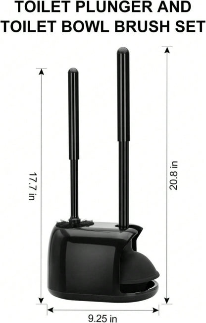 SetSail Toilet Brush And Plunger Set, Semi-Hidden Toilet Plungers Heavy Duty Toilet Bowl Brush And Holder For Bathroom Toilet Plunger And Brush Set For Deeply Cleaning- Black