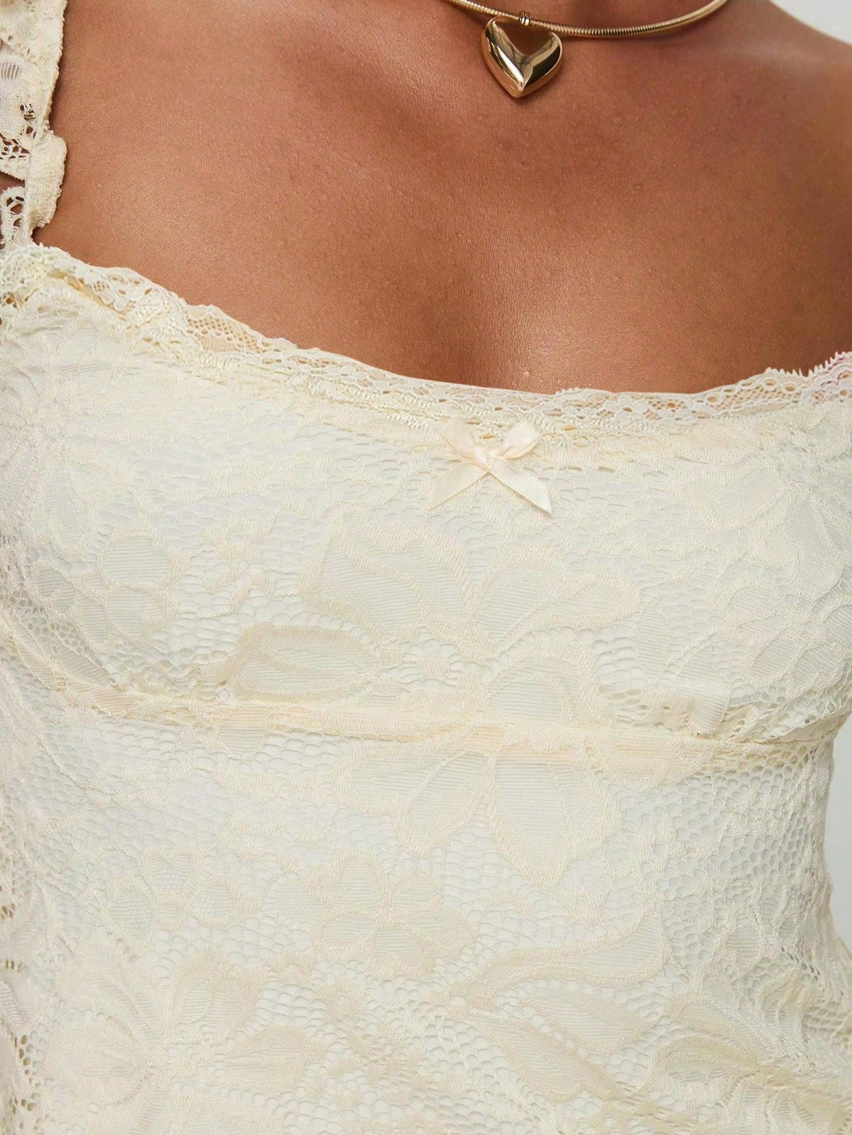 Sexy Girl Lace Design Ruffle Strap Bow Decor Lace Patchwork Sleeveless Tank Top, Spring/Summer New Arrival Casual Yellow