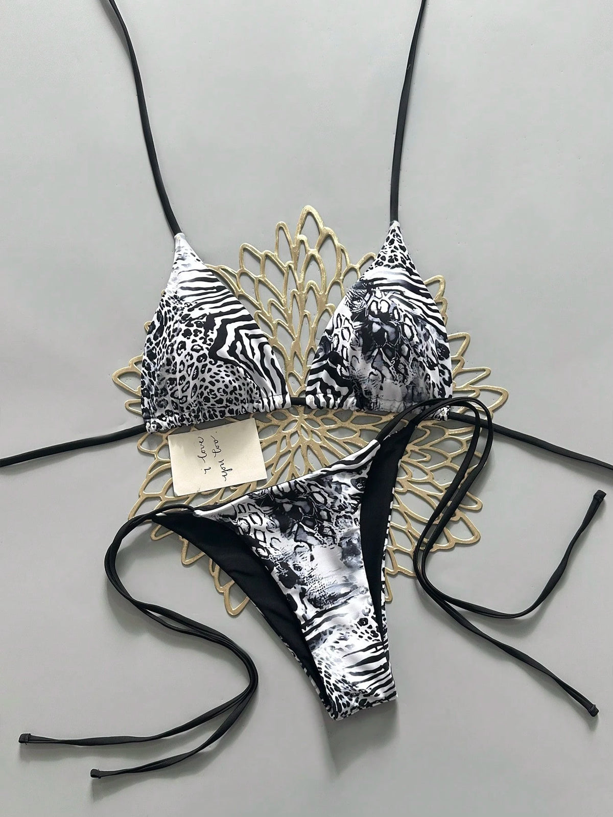 Sexy Leopard Print Bikini Two Pieces Set, Retro Style For Women Vacation Beach White Summer, Resort Wear