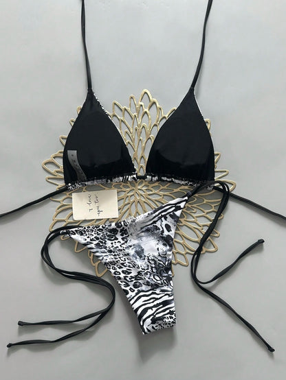 Sexy Leopard Print Bikini Two Pieces Set, Retro Style For Women Vacation Beach White Summer, Resort Wear