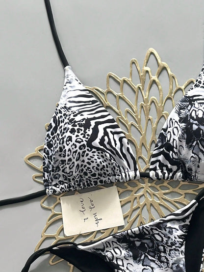 Sexy Leopard Print Bikini Two Pieces Set, Retro Style For Women Vacation Beach White Summer, Resort Wear