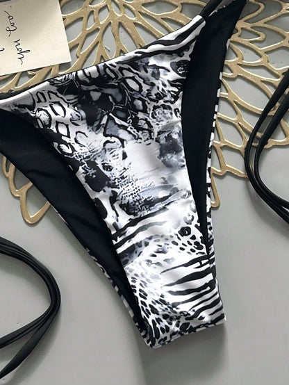 Sexy Leopard Print Bikini Two Pieces Set, Retro Style For Women Vacation Beach White Summer, Resort Wear