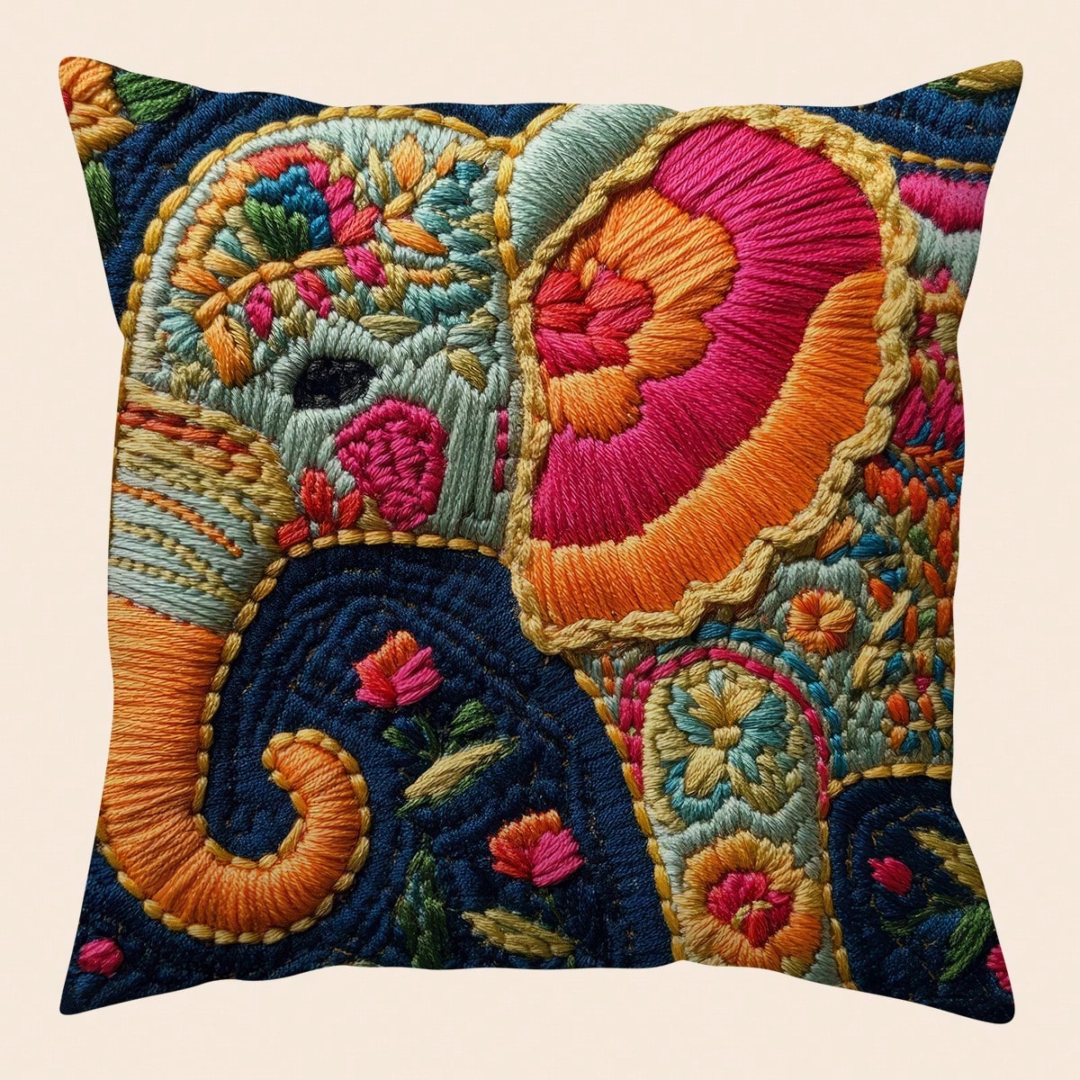 shangxia 1pc Fashion Elephant 2D Print Pillow Cover, Decorative Square Cushion Cover With Zipper Closure, Hand Wash Only, Suitable For Patio, Sofa, Tent, Home Decor- Room Decor, 3 Sizes- No Embroide