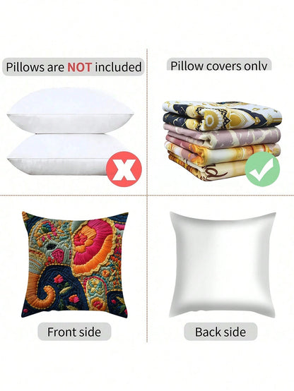shangxia 1pc Fashion Elephant 2D Print Pillow Cover, Decorative Square Cushion Cover With Zipper Closure, Hand Wash Only, Suitable For Patio, Sofa, Tent, Home Decor- Room Decor, 3 Sizes- No Embroide