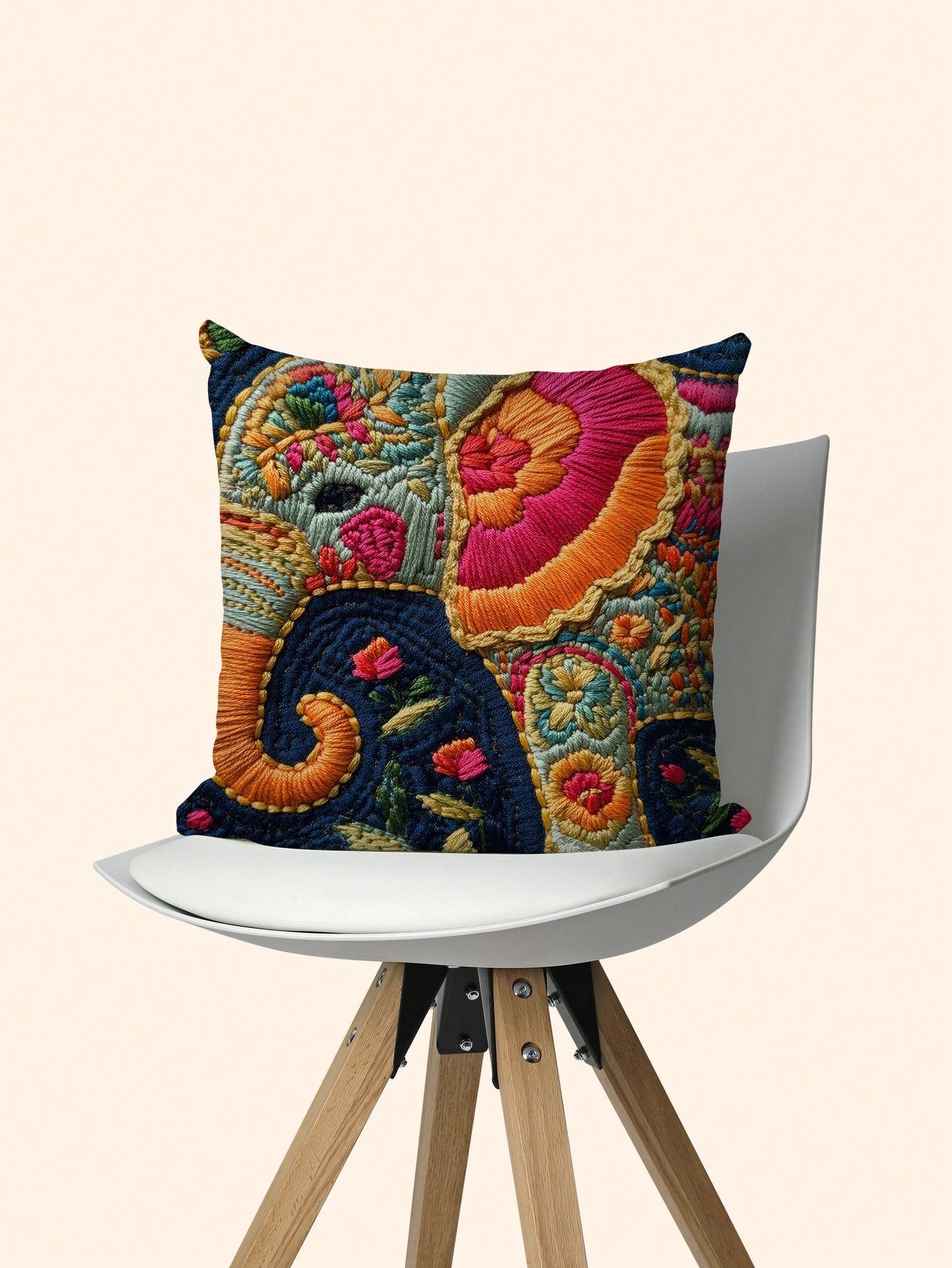 shangxia 1pc Fashion Elephant 2D Print Pillow Cover, Decorative Square Cushion Cover With Zipper Closure, Hand Wash Only, Suitable For Patio, Sofa, Tent, Home Decor- Room Decor, 3 Sizes- No Embroide