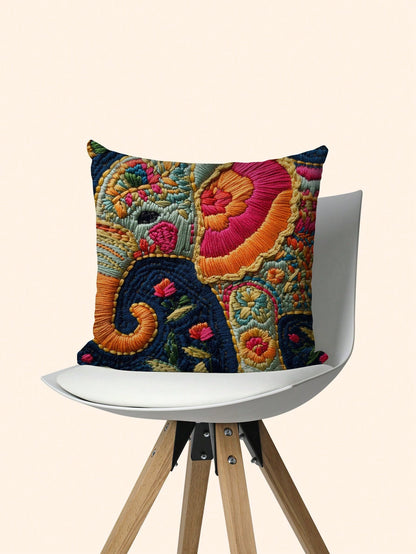 shangxia 1pc Fashion Elephant 2D Print Pillow Cover, Decorative Square Cushion Cover With Zipper Closure, Hand Wash Only, Suitable For Patio, Sofa, Tent, Home Decor- Room Decor, 3 Sizes- No Embroide