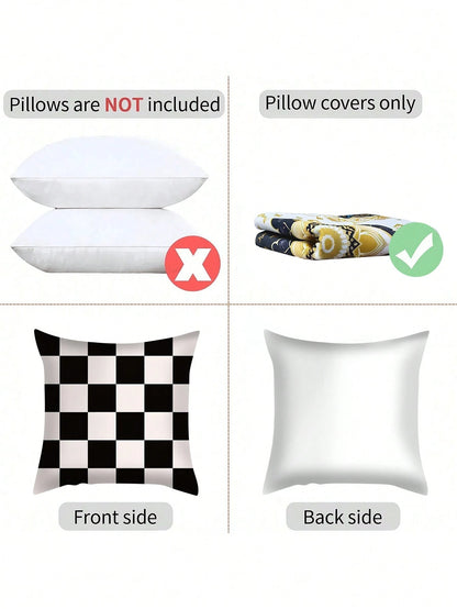 shangxia 1PC--Solid Color Large Checkered Pattern Pillow Case, Modern Minimalist Living Room Bedroom Versatile Decorative Cushion--(Pillow Insert Not Included)---(Multiple Sizes)---(No Embroidery)---(