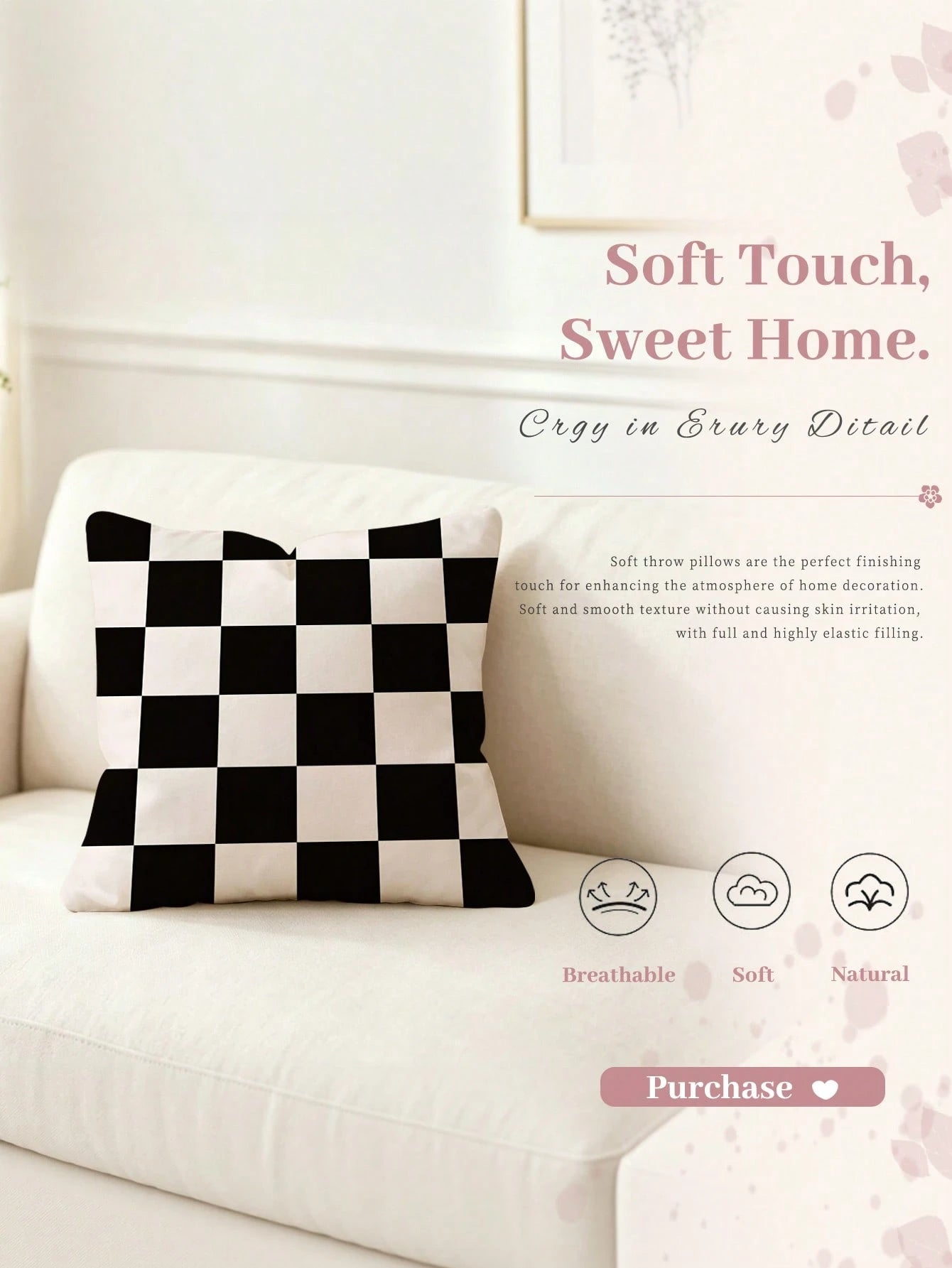 shangxia 1PC--Solid Color Large Checkered Pattern Pillow Case, Modern Minimalist Living Room Bedroom Versatile Decorative Cushion--(Pillow Insert Not Included)---(Multiple Sizes)---(No Embroidery)---(
