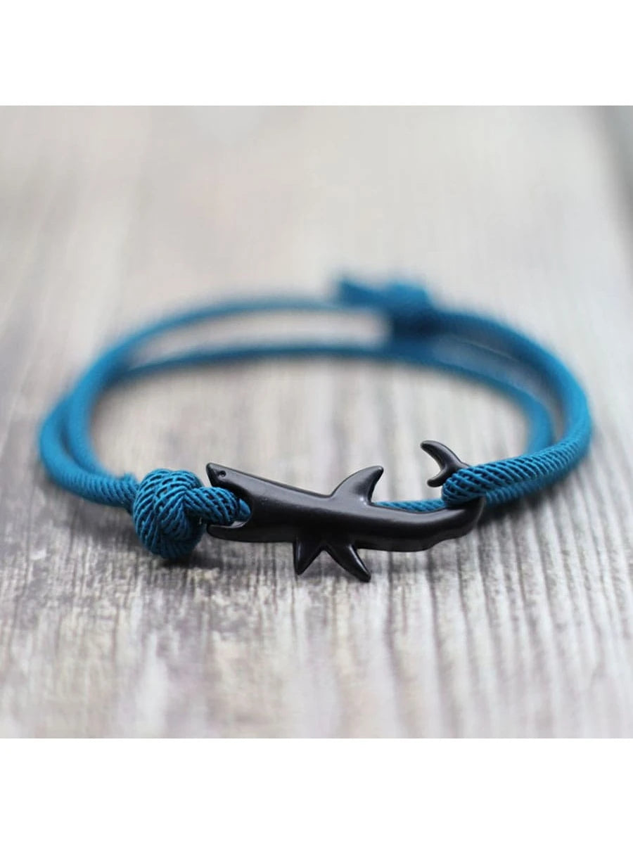 Shark Bracelet, Unisex, Multi-Layer Lucky Black & Red String Bracelet, Couple Gift, Summer Beach Jewelry, Surfing Bracelet