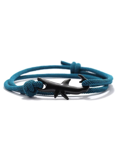 Shark Bracelet, Unisex, Multi-Layer Lucky Black & Red String Bracelet, Couple Gift, Summer Beach Jewelry, Surfing Bracelet