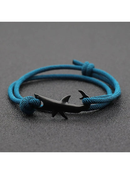 Shark Bracelet, Unisex, Multi-Layer Lucky Black & Red String Bracelet, Couple Gift, Summer Beach Jewelry, Surfing Bracelet