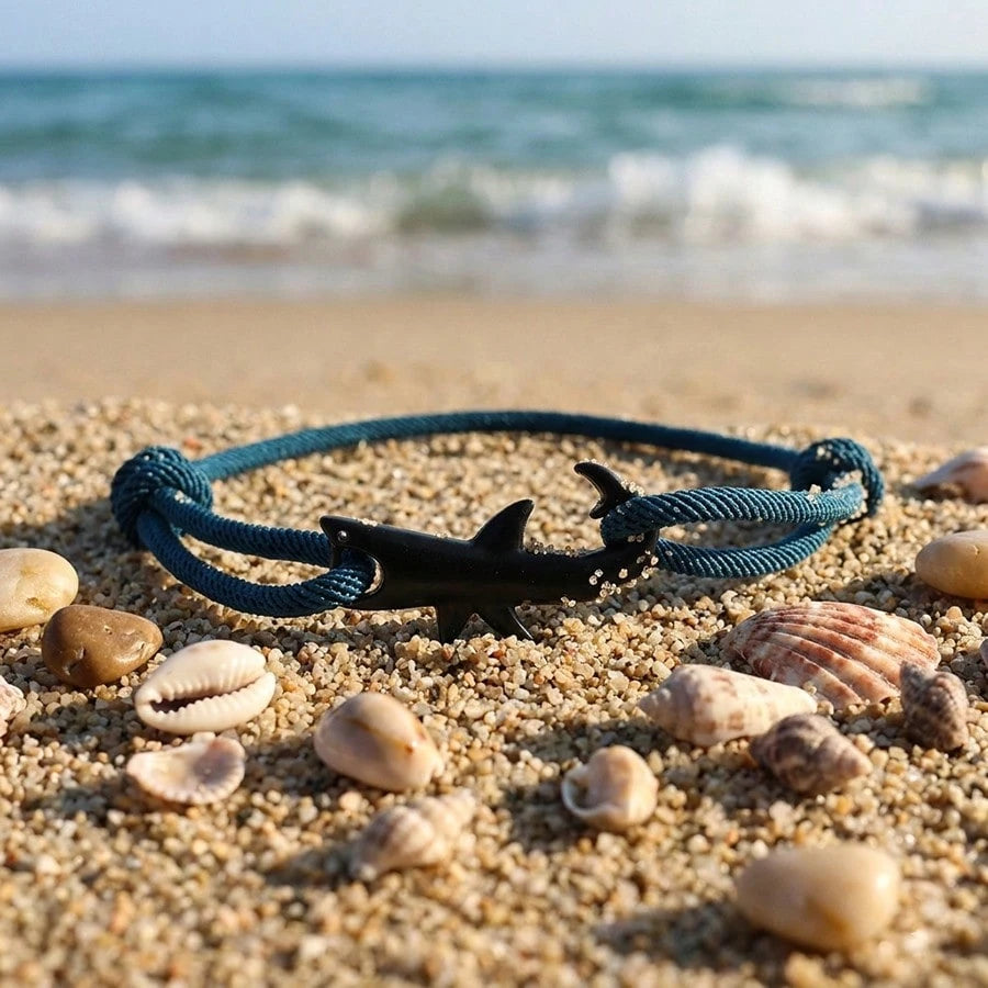 Shark Bracelet, Unisex, Multi-Layer Lucky Black & Red String Bracelet, Couple Gift, Summer Beach Jewelry, Surfing Bracelet