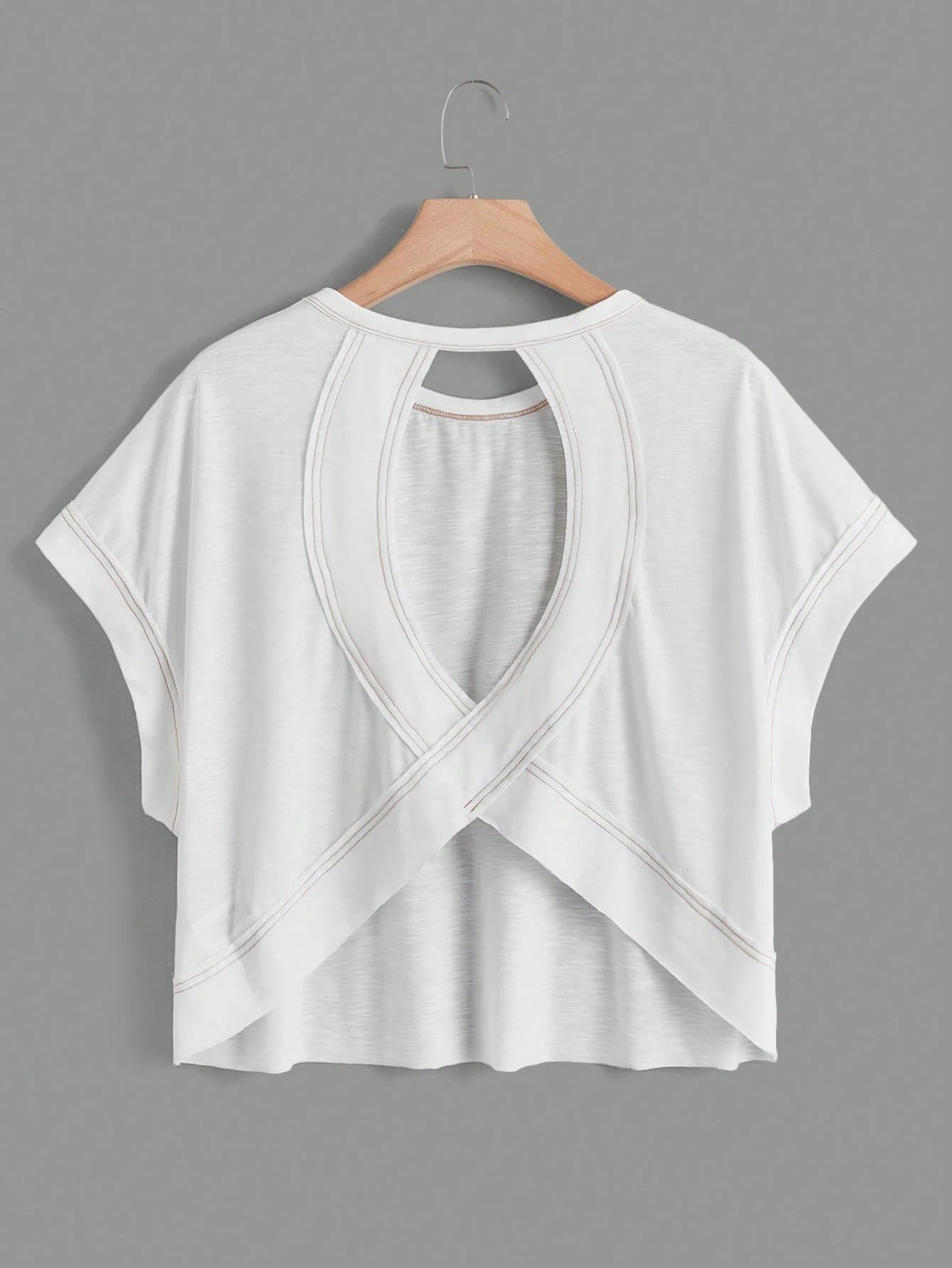 SHEIN Essnce Cut Out Back Batwing Sleeve Tee