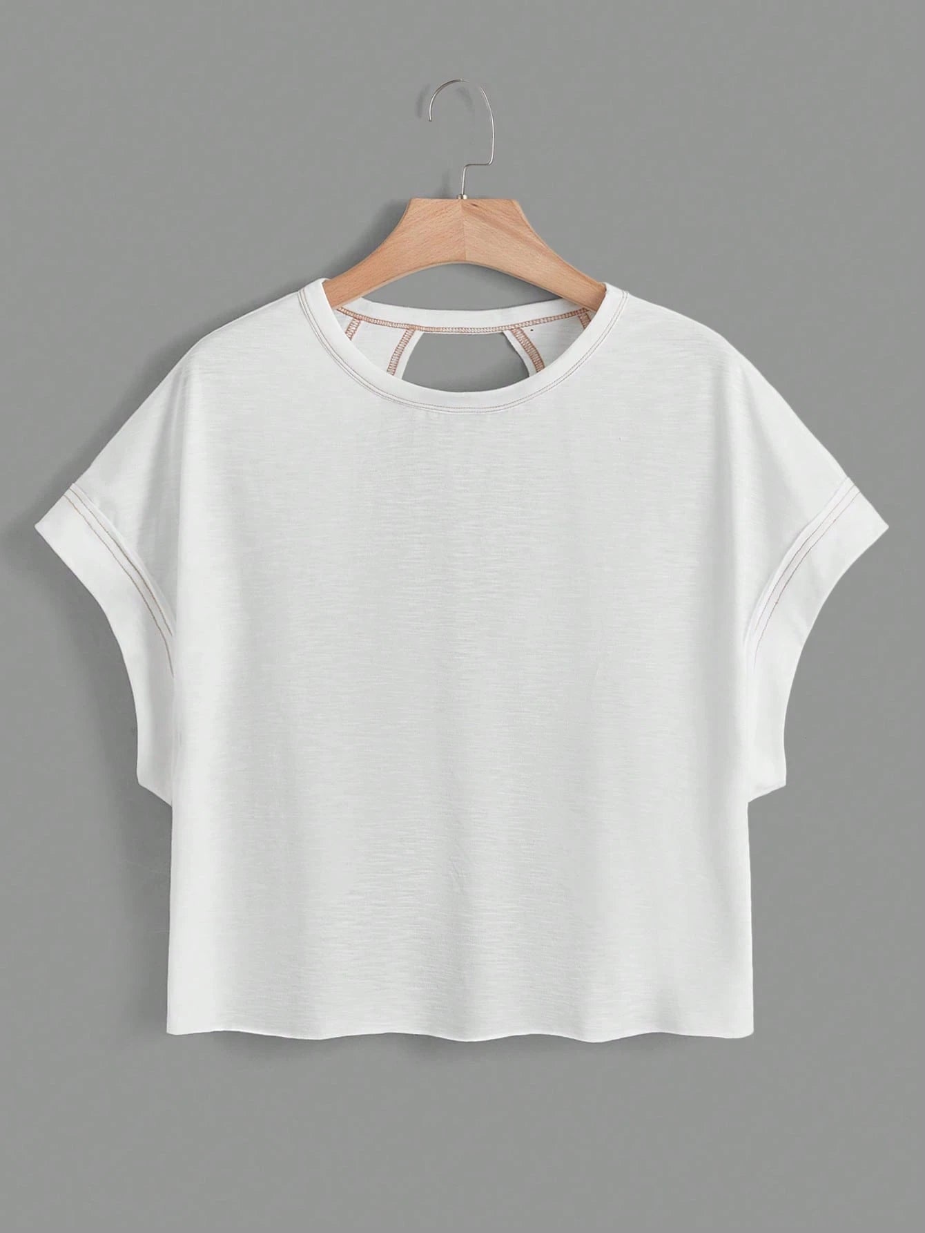 SHEIN Essnce Cut Out Back Batwing Sleeve Tee