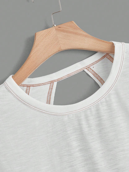 SHEIN Essnce Cut Out Back Batwing Sleeve Tee