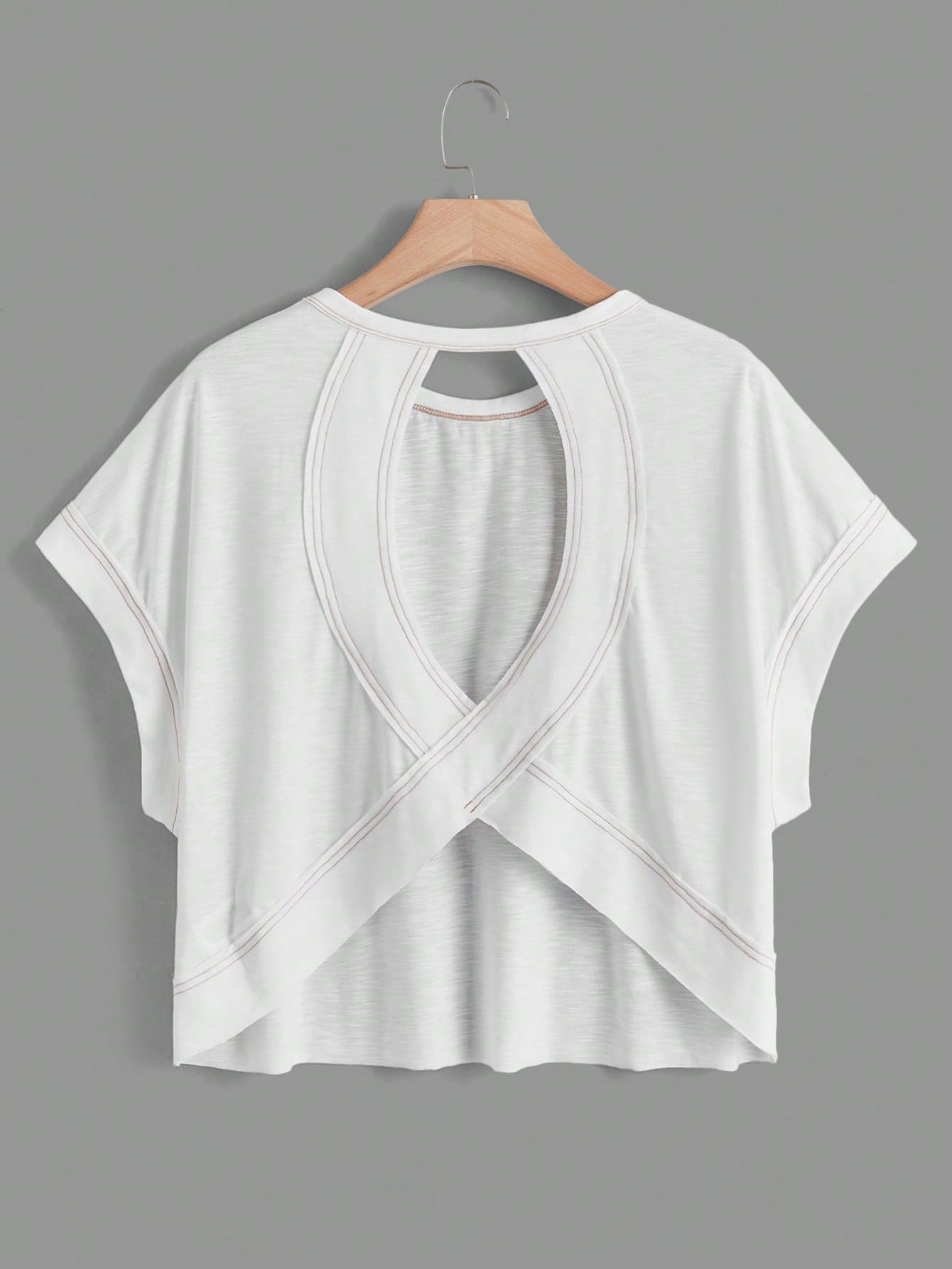 SHEIN Essnce Cut Out Back Batwing Sleeve Tee