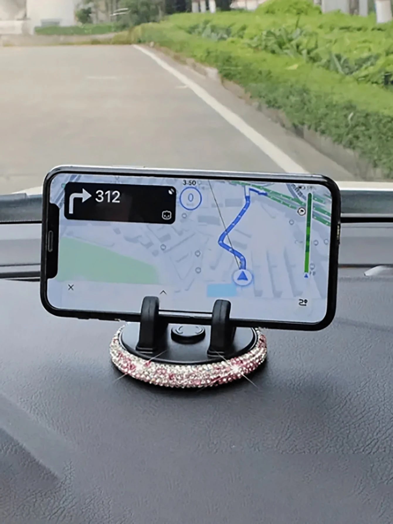 Shiny Diamond Car Phone Holder, Shiny Rhinestone Car Phone Holder, Fashionable Women's Phone Holder, Car Phone Holder| Shiny Design| Decorative Phone Holder, Car Phone Holder, Navigation Holder, Das