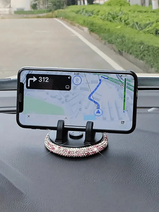 Shiny Diamond Car Phone Holder, Shiny Rhinestone Car Phone Holder, Fashionable Women's Phone Holder, Car Phone Holder| Shiny Design| Decorative Phone Holder, Car Phone Holder, Navigation Holder, Das