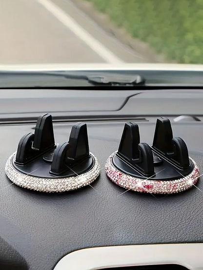 Shiny Diamond Car Phone Holder, Shiny Rhinestone Car Phone Holder, Fashionable Women's Phone Holder, Car Phone Holder| Shiny Design| Decorative Phone Holder, Car Phone Holder, Navigation Holder, Das