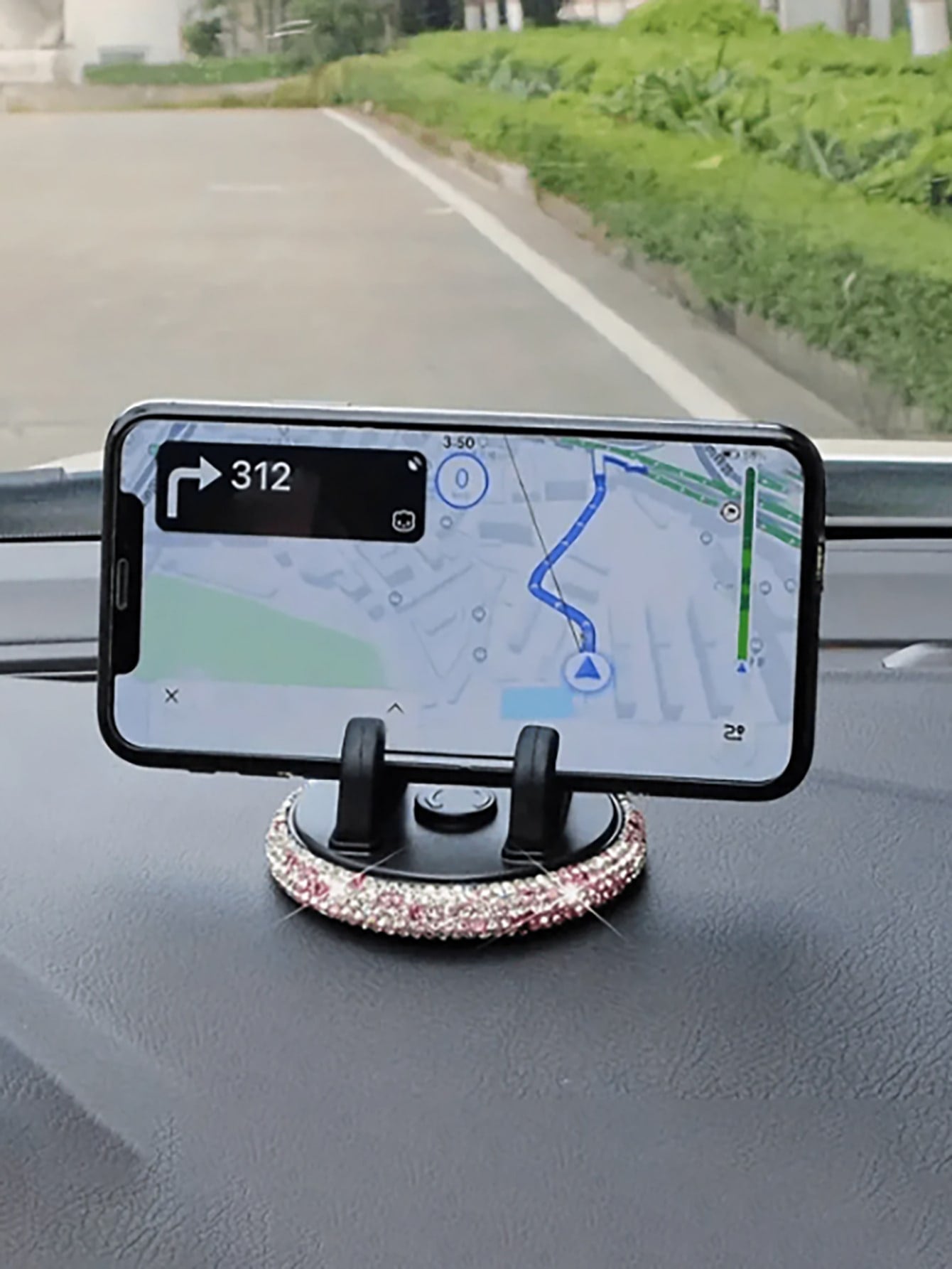 Shiny Diamond Car Phone Holder, Shiny Rhinestone Car Phone Holder, Fashionable Women's Phone Holder, Car Phone Holder| Shiny Design| Decorative Phone Holder, Car Phone Holder, Navigation Holder, Das
