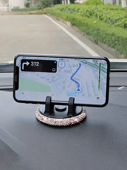 Shiny Diamond Car Phone Holder, Shiny Rhinestone Car Phone Holder, Fashionable Women's Phone Holder, Car Phone Holder| Shiny Design| Decorative Phone Holder, Car Phone Holder, Navigation Holder, Das