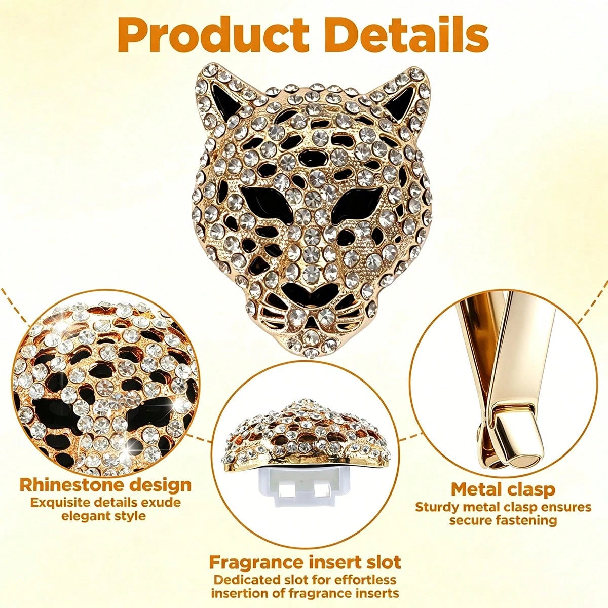 Shiny Leopard Print Air Vent Clip, Rhinestone Car Air Vent Clip, Leopard Print Car Accessories, Women's Diamond Shiny Accessories (Silver And Gold), Metal Leopard Print Car Air Vent Clip, Car Air Vent