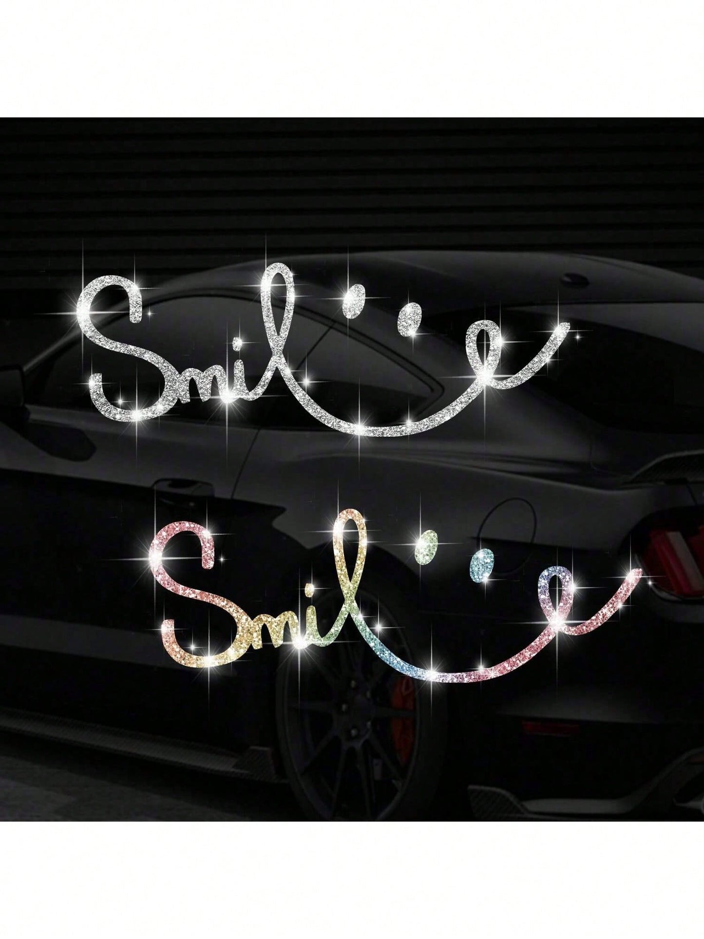 Shiny Rhinestone Car-Shaped Wall Sticker, Smiling Face Pattern, Self-Adhesive, Suitable For Bedroom Entrance, Living Room, Foyer, Home Decor