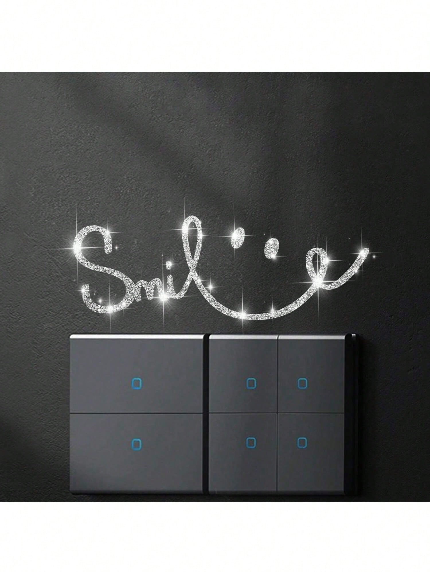 Shiny Rhinestone Car-Shaped Wall Sticker, Smiling Face Pattern, Self-Adhesive, Suitable For Bedroom Entrance, Living Room, Foyer, Home Decor
