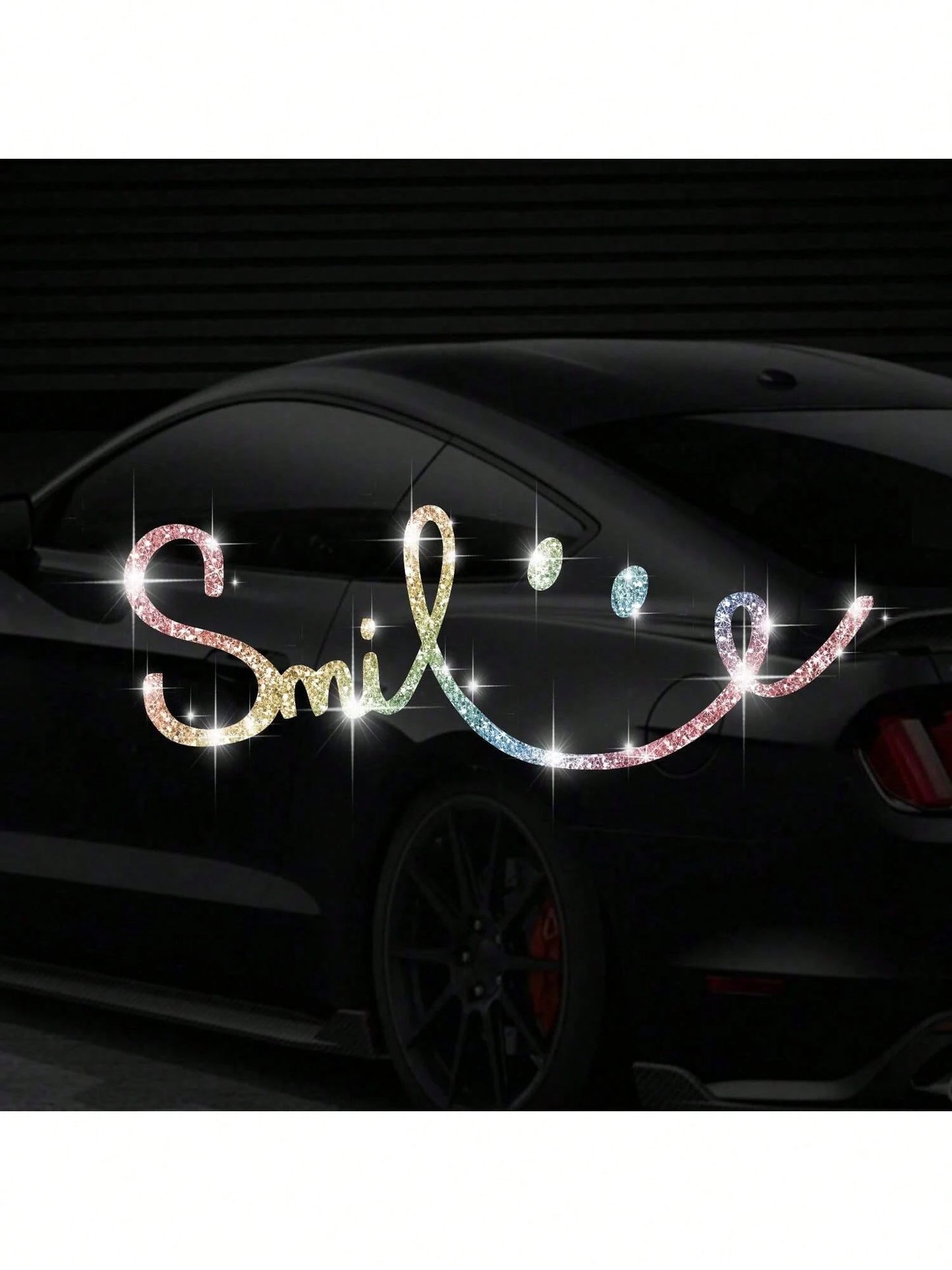 Shiny Rhinestone Car-Shaped Wall Sticker, Smiling Face Pattern, Self-Adhesive, Suitable For Bedroom Entrance, Living Room, Foyer, Home Decor