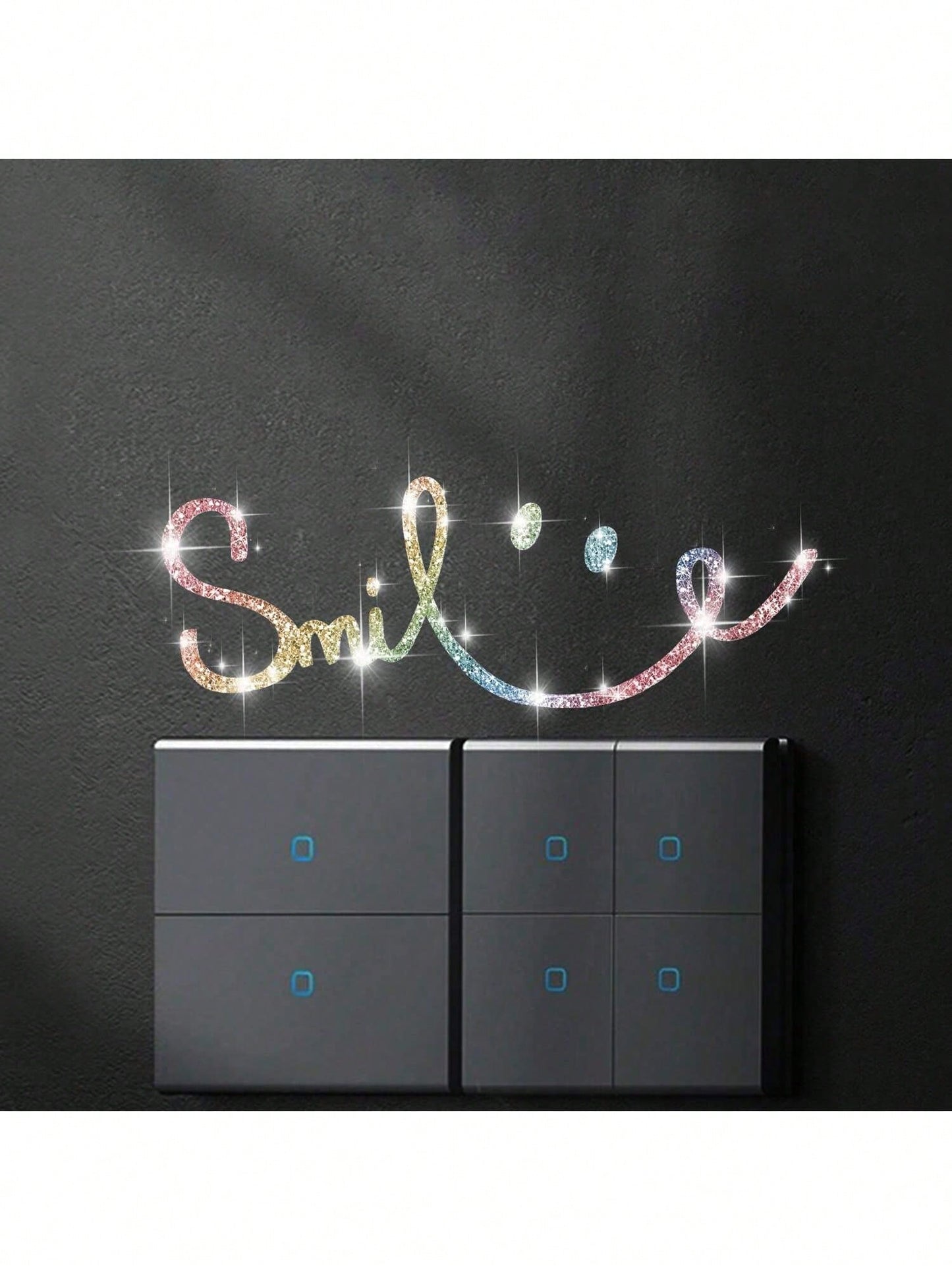 Shiny Rhinestone Car-Shaped Wall Sticker, Smiling Face Pattern, Self-Adhesive, Suitable For Bedroom Entrance, Living Room, Foyer, Home Decor