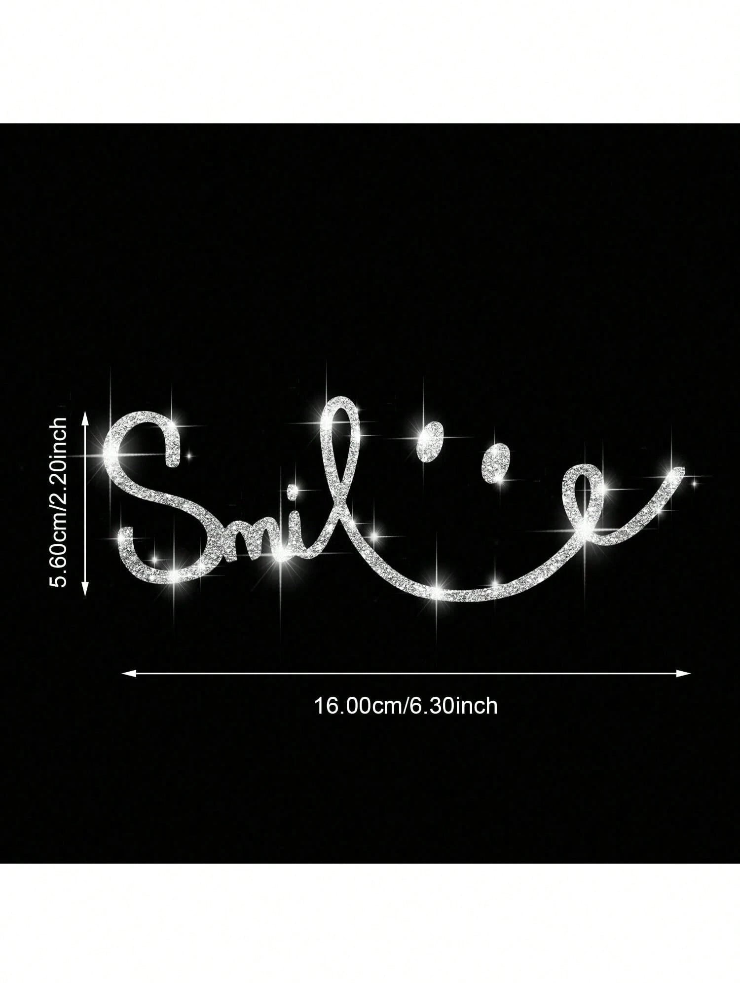 Shiny Rhinestone Car-Shaped Wall Sticker, Smiling Face Pattern, Self-Adhesive, Suitable For Bedroom Entrance, Living Room, Foyer, Home Decor