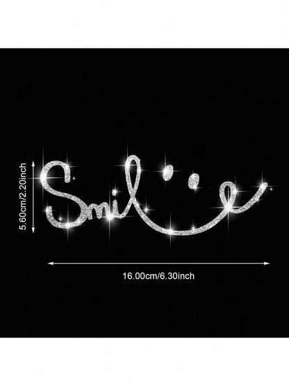 Shiny Rhinestone Car-Shaped Wall Sticker, Smiling Face Pattern, Self-Adhesive, Suitable For Bedroom Entrance, Living Room, Foyer, Home Decor