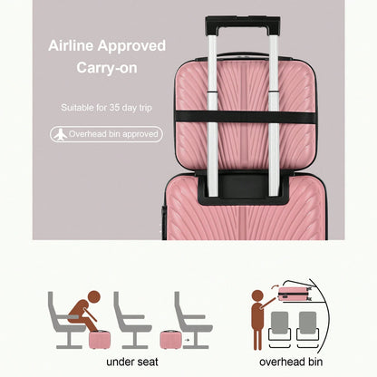 Shiny Rose Gold Luggage Set 2 Piece PP Material 14" 20" Inch Seashell Texture Hardcase Suitcase Fashion Aesthetic Travel Bag