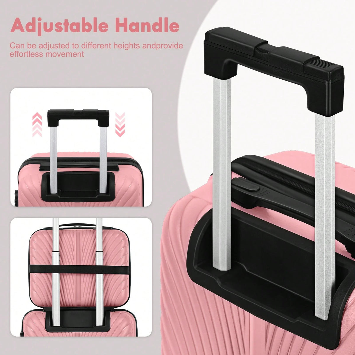 Shiny Rose Gold Luggage Set 2 Piece PP Material 14" 20" Inch Seashell Texture Hardcase Suitcase Fashion Aesthetic Travel Bag