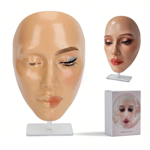 Shmian 1pc 5D Makeup Practice Face Board, Silicone Mannequin, Reusable Beginner Eye Practice For Makeup Artists, Girl's Gift Or Professionals,Cheap,Stocking Stuffers,Makeup,Makeup Tools,Cheap Stuff,Gi