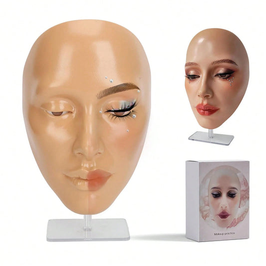 Shmian 1pc 5D Makeup Practice Face Board, Silicone Mannequin, Reusable Beginner Eye Practice For Makeup Artists, Girl's Gift Or Professionals,Cheap,Stocking Stuffers,Makeup,Makeup Tools,Cheap Stuff,Gi