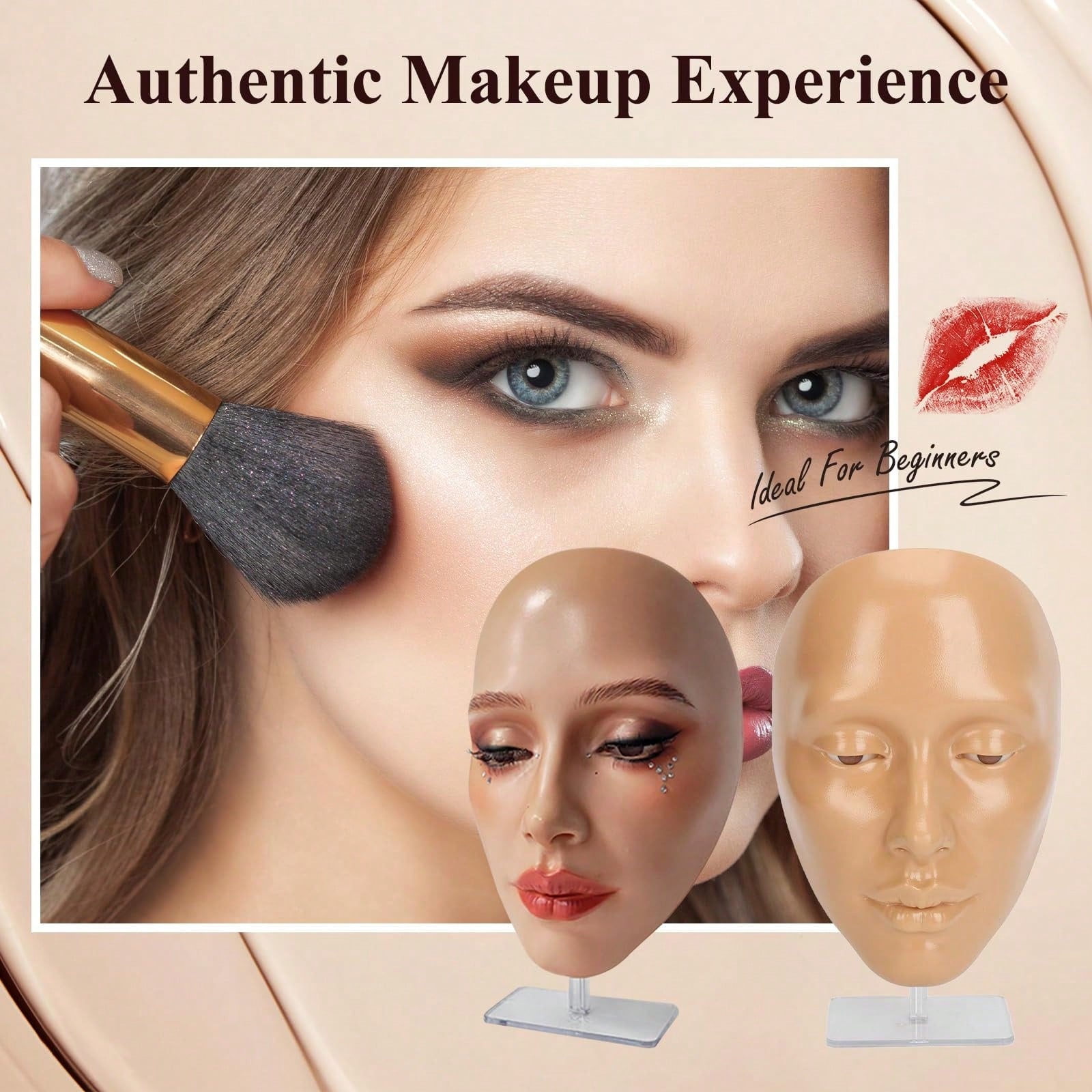 Shmian 1pc 5D Makeup Practice Face Board, Silicone Mannequin, Reusable Beginner Eye Practice For Makeup Artists, Girl's Gift Or Professionals,Cheap,Stocking Stuffers,Makeup,Makeup Tools,Cheap Stuff,Gi