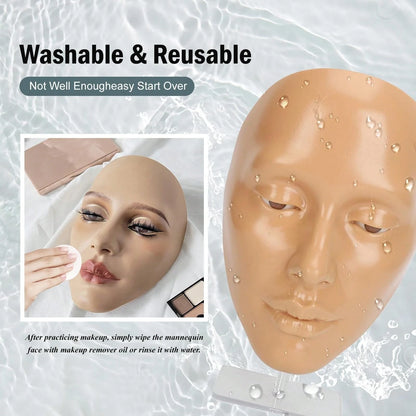 Shmian 1pc 5D Makeup Practice Face Board, Silicone Mannequin, Reusable Beginner Eye Practice For Makeup Artists, Girl's Gift Or Professionals,Cheap,Stocking Stuffers,Makeup,Makeup Tools,Cheap Stuff,Gi