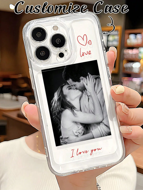 Shockproof Heart Elements Customized Personalized Photo Phone Case Compatible With 11 12 13 14 15 16 Pro A53 A33 A34 Transparent Full Coverage Phone Case Anniversary Birthday Mother's Day Spring Gift