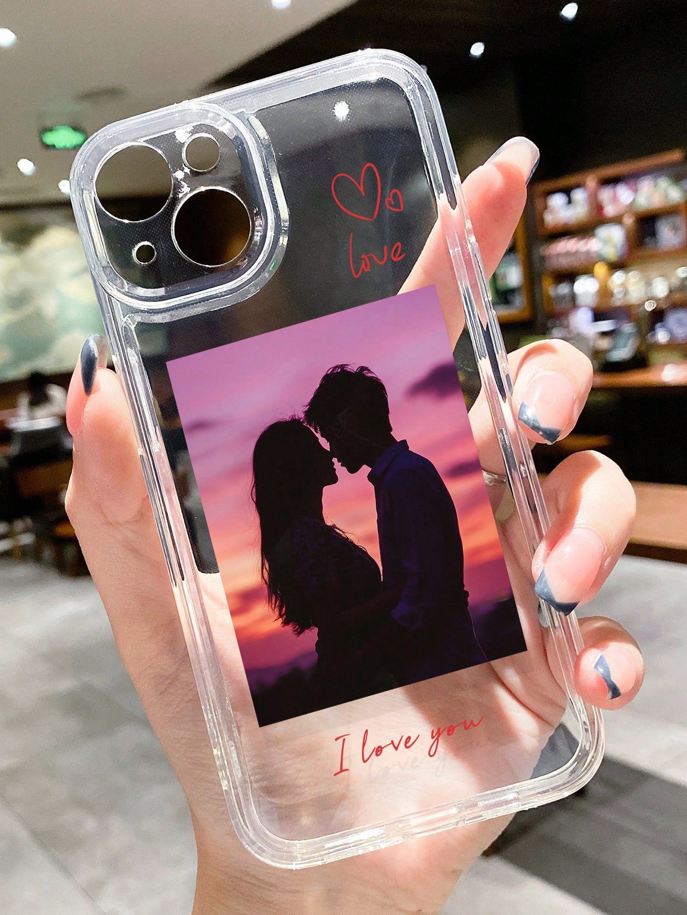 Shockproof Heart Elements Customized Personalized Photo Phone Case Compatible With 11 12 13 14 15 16 Pro A53 A33 A34 Transparent Full Coverage Phone Case Anniversary Birthday Mother's Day Spring Gift