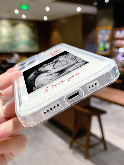 Shockproof Heart Elements Customized Personalized Photo Phone Case Compatible With 11 12 13 14 15 16 Pro A53 A33 A34 Transparent Full Coverage Phone Case Anniversary Birthday Mother's Day Spring Gift