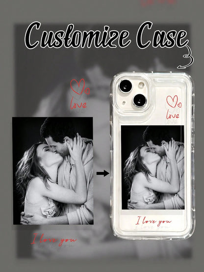 Shockproof Heart Elements Customized Personalized Photo Phone Case Compatible With 11 12 13 14 15 16 Pro A53 A33 A34 Transparent Full Coverage Phone Case Anniversary Birthday Mother's Day Spring Gift