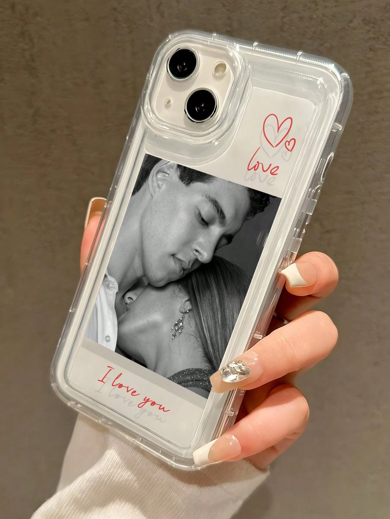 Shockproof Heart Elements Customized Personalized Photo Phone Case Compatible With 11 12 13 14 15 16 Pro A53 A33 A34 Transparent Full Coverage Phone Case Anniversary Birthday Mother's Day Spring Gift