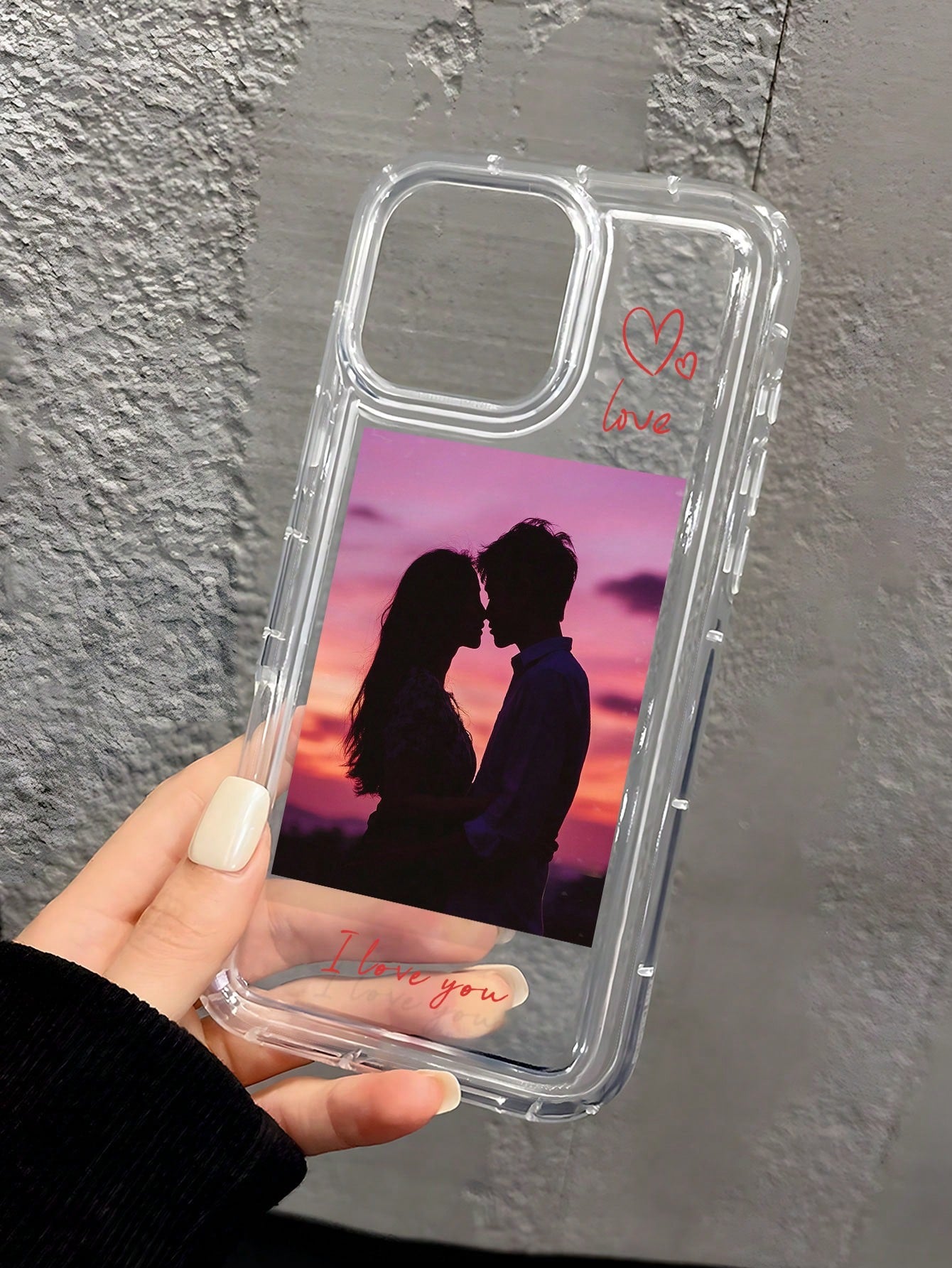 Shockproof Heart Elements Customized Personalized Photo Phone Case Compatible With 11 12 13 14 15 16 Pro A53 A33 A34 Transparent Full Coverage Phone Case Anniversary Birthday Mother's Day Spring Gift