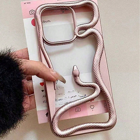 Shockproof Snake Element Novelty New Fashionable & Unique Hollow Electroplated 3D Snake Design Phone Case Compatible With Apple 11/12/13/14/15/16/17 Pro/Pro Max Galaxy S22/23/24/25 Ultra Shockproof Fu