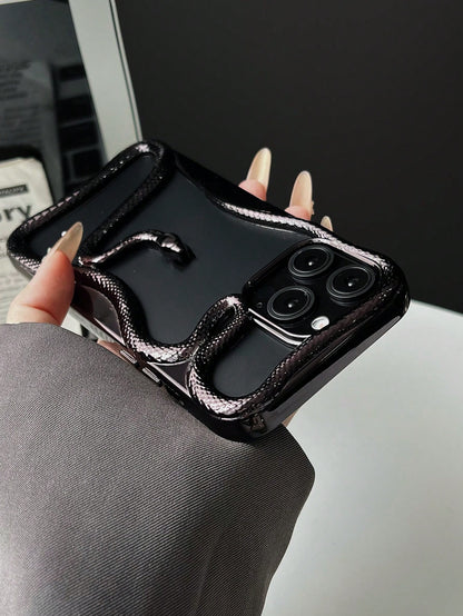 Shockproof Snake Element Novelty New Fashionable & Unique Hollow Electroplated 3D Snake Design Phone Case Compatible With Apple 11/12/13/14/15/16/17 Pro/Pro Max Galaxy S22/23/24/25 Ultra Shockproof Fu