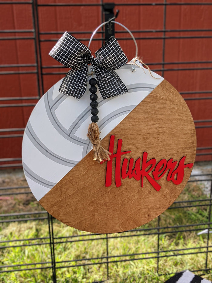 Side Block Nebraska Volleyball Door Hanger