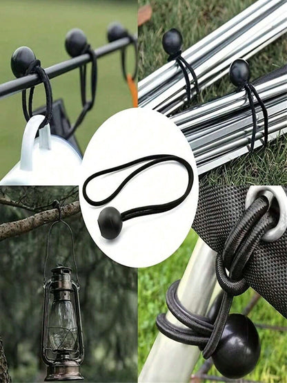 SikeSike 5/10/50/100pcs Outdoor Camping Tent Fixed Elastic Rope Plastic Ball High Elastic Rope Tied Elastic Ball Trampoline Beach Net Elastic Rope Strap, Used To Fix Camping Tents And Boat Poles