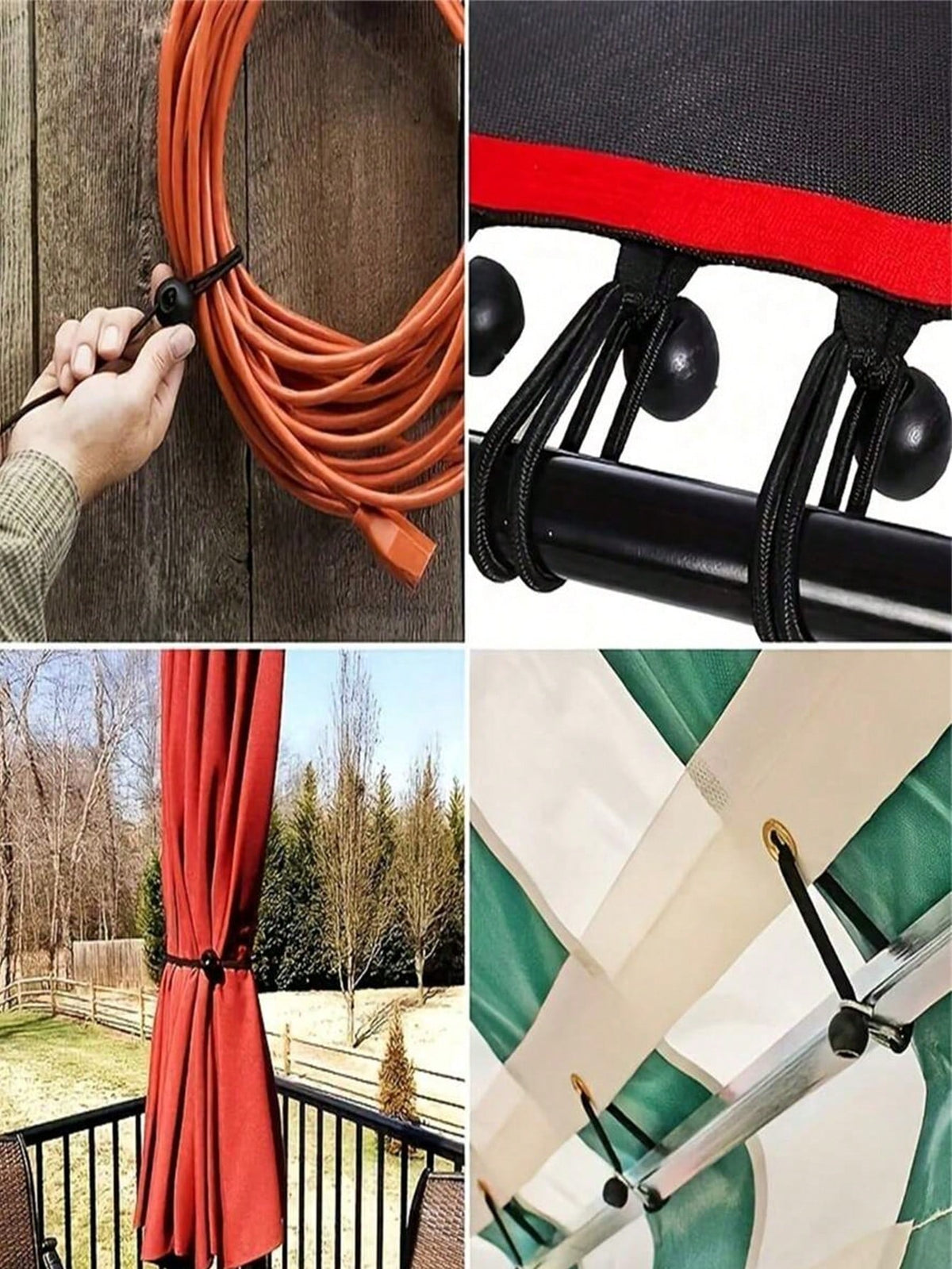SikeSike 5/10/50/100pcs Outdoor Camping Tent Fixed Elastic Rope Plastic Ball High Elastic Rope Tied Elastic Ball Trampoline Beach Net Elastic Rope Strap, Used To Fix Camping Tents And Boat Poles